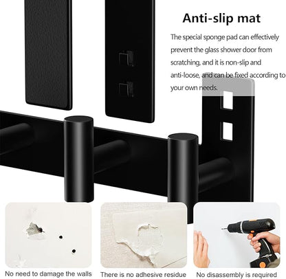 WUIVIUT Over The Shower Wall Hook, Towel Racks for Glass Shower Door, Heavy Duty Rack Bathroom Hooks for Robe, Coat (5 Hook, Fits 3/8'' Thick)