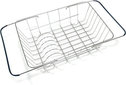 YENXIKU Over The Sink Dish Drainer Drying Rack - Expandable Stainless Steel in Sink Dish Drying Rack, High-Capacity, Rustproof, Easy Install, with Utensil Holder - Dish Racks for Kitchen Counter