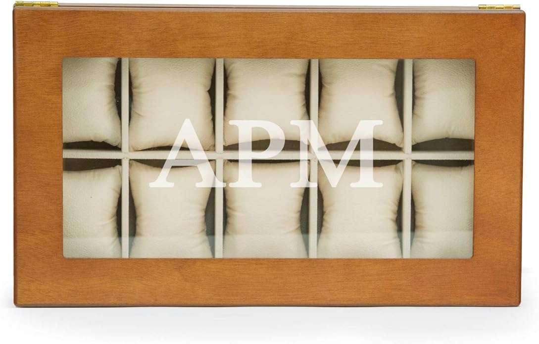 Bey-Berk Custom Personalized Watch Box Organizer - 20 Slot Luxury Solid Wood Designer Display, Large Watch Slots
