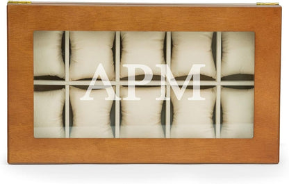Bey-Berk Custom Personalized Watch Box Organizer - 20 Slot Luxury Solid Wood Designer Display, Large Watch Slots