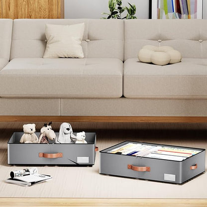 Under bed Storage With Wheels,Large Capacity 7.5 inches Height Storage Bins,Rolling Under bed Shoe Storage Containers,Under bed Storage Drawers for clothes & blankets