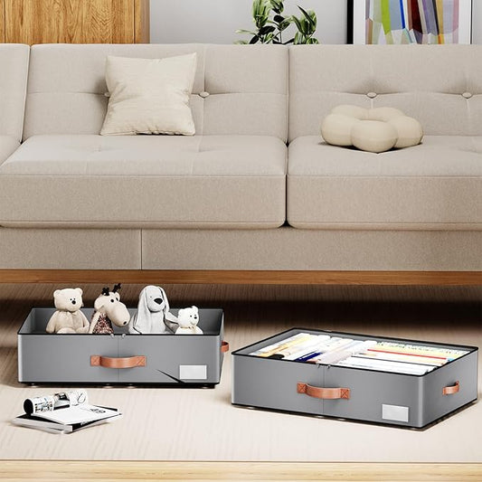 Under bed Storage With Wheels,Large Capacity 7.5 inches Height Storage Bins,Rolling Under bed Shoe Storage Containers,Under bed Storage Drawers for clothes & blankets