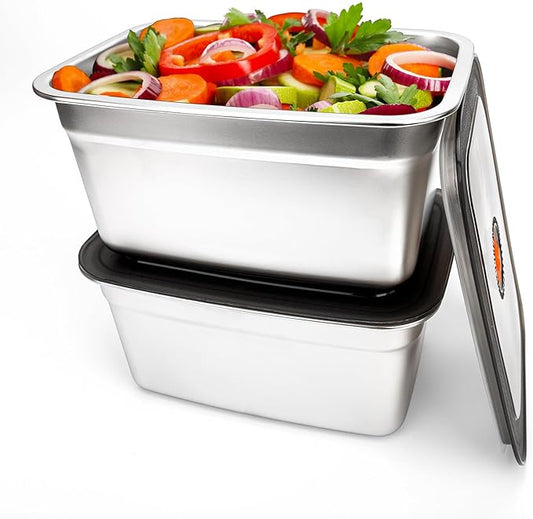 2 PCS Stainless Steel Food Storage Containers(94oz) with Lids Leak Proof & Airtight | Stainless steel freezer Containers,Airtight Bento Lunch Box,For Meal Prep,Fruit,Freezer