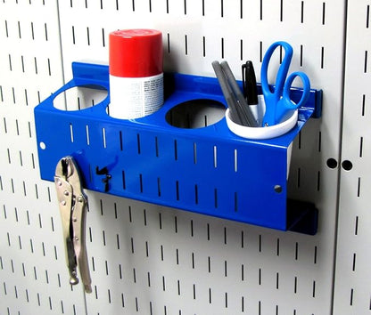 Wall Control Pegboard Spray Can Holder Bracket and Aerosol Can Organizer Pegboard and Slotted Tool Board - Blue