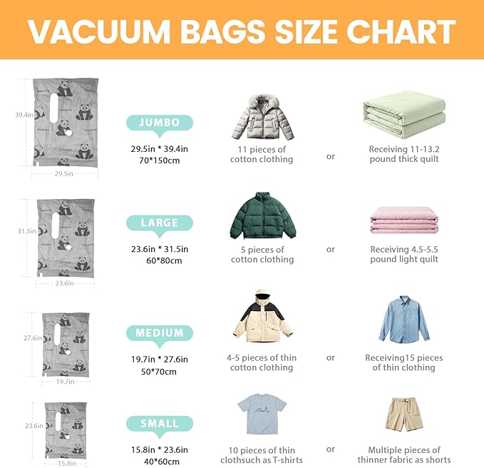 NAIAOHCR 12Pack Oxford Vacuum Storage Bags with Electric Pump & See-Through Window (3 Jumbo/3 Large/3 Medium/3 Small), Reusable Space Saver Vacuum Seal Bags for Travel, Clothing, Comforters