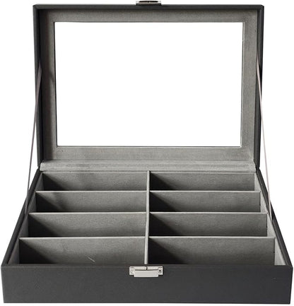 UnionPlus 8-Slots Sunglasses Case Organizer, Eyeglass Glasses Display Holder Collector, Multiple Sunglasses Storage Case, Taiga Dark Grey