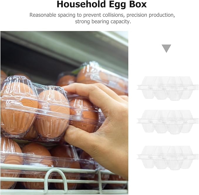 Hemoton 20Pcs Plastic Egg Storage Box with Clear Lid Refrigerator Egg Holder Organizer Countertop Fresh Carrier for Kitchen and Picnic