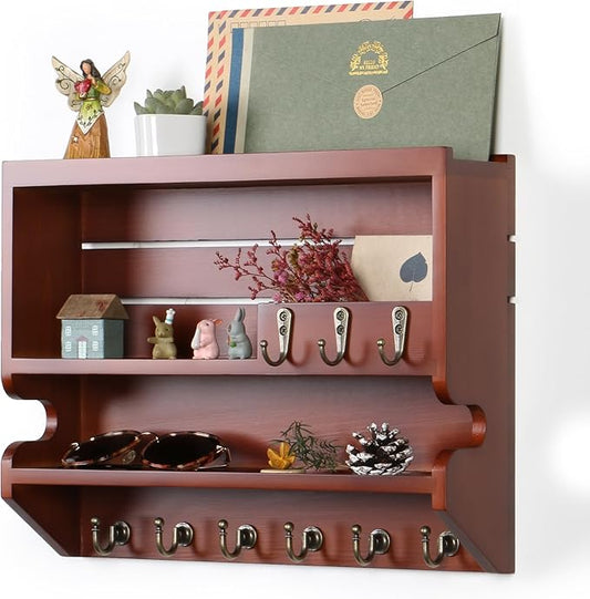 Key Holder for Wall, Mail Organizer Wall Mounted, Auburn