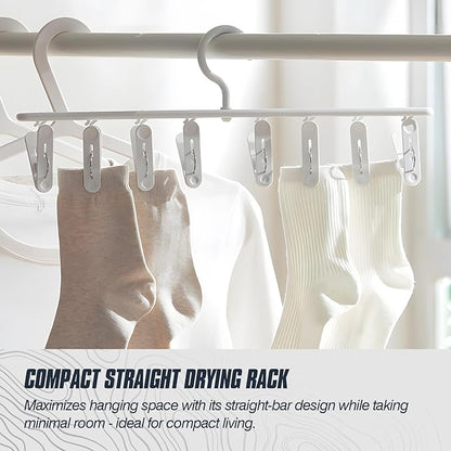 Domiella 3-Pack Sock Drying Rack, Hanging Clothes Hanger with 8 Hooks, 360° Rotating Windproof Laundry Hanger for Socks, Towels, Underwear, Baby Clothes, Gloves