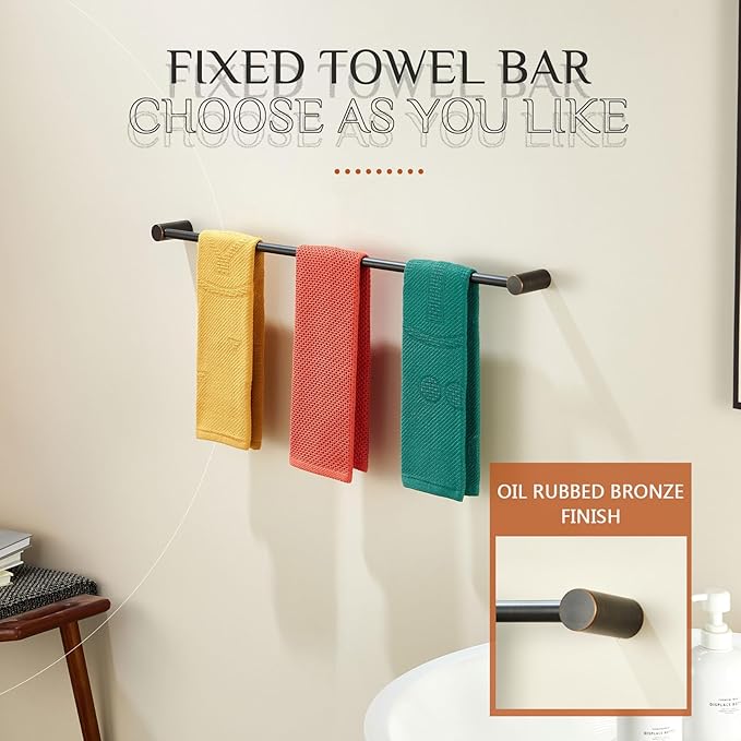 KOKOSIRI Towel Bar Oil Rubbed Bronze 32'' Bath Towel Rack Holders Single Rail for Bathroom Wall Mounted Stainless Steel Bathroom Hardware, B4007ORB-L32