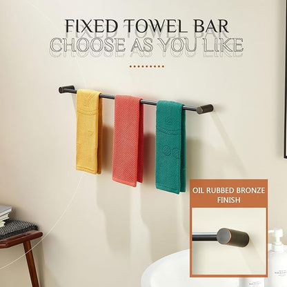 KOKOSIRI Towel Bar Oil Rubbed Bronze 32'' Bath Towel Rack Holders Single Rail for Bathroom Wall Mounted Stainless Steel Bathroom Hardware, B4007ORB-L32