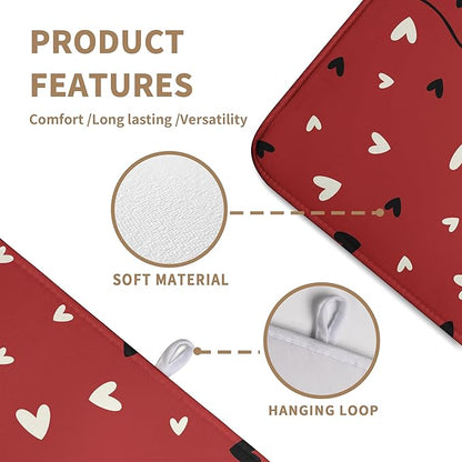Wnoesat Valentine Dish Drying Mat for Kitchen Counter Valentines Day Red Black Love Heart Holiday Drying Mats Absorbent Microfiber Dish Draining Mat Extra Large Dish Rack Pad 18x24 Inch