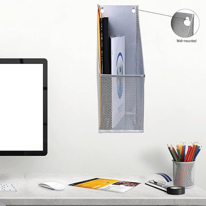 YBM HOME Mesh Steel Magazine File Holder (12, Silver)