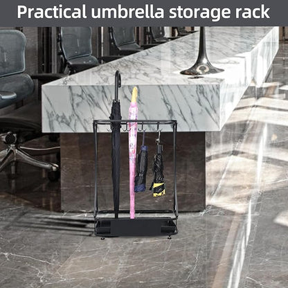 Umbrella Stand Rack with 15 slots Umbrella Holder for Entryway Umbrella Holder with Removable Drip Tray, Medium Black