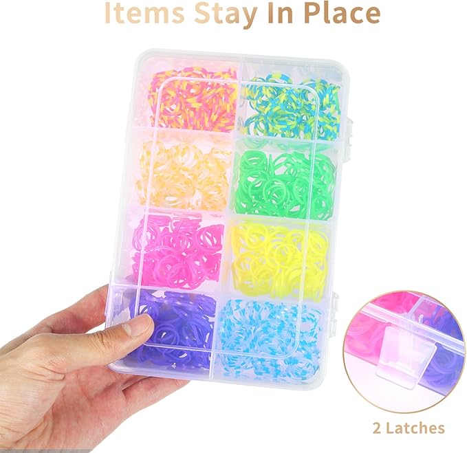 QUEFE 4 Pack 8 Grids Bead Organizers and Storage Tackle Box Organizer Plastic Organizer Box with Removable Dividers or Candies Snacks Electronics Jewelry Small Parts