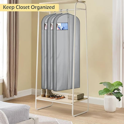 MISSLO 4" Gusseted Garment Bags for Hanging Clothes 65" Dress Bags for Gowns Long Waterproof Dress Cover for Closet Hanging Clothes Storage Bag, 3 Packs