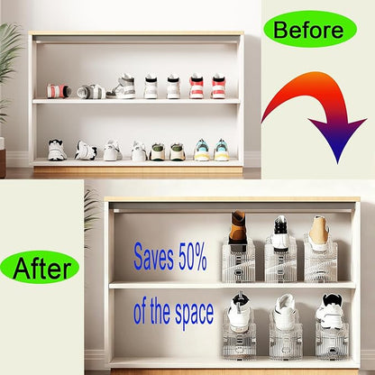 12PACK Shoe slot Organizer for Closet Double Deck Shoe Space Saver Adjustable Shoe Stacker Organize Clear Shoe Slot for Closet Clear Shoe Rack Organizer