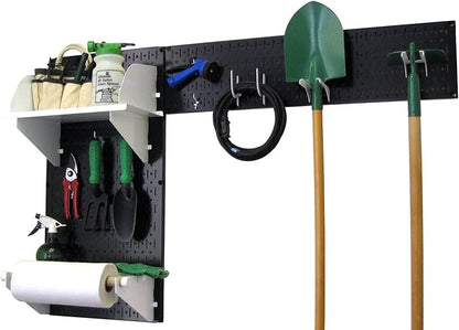 Wall Control Pegboard Garden Supplies Storage and Organization Garden Tool Organizer Kit with Black Pegboard and White Accessories
