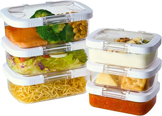 Felli Duo Loc Tritan Containers for Reheating Microwave Safe Box, Airtight Food Storage for Fridge Freezer, On The Go Lunch Container for Adults for Weekly Meal Plan Picnic Travel (6pk)