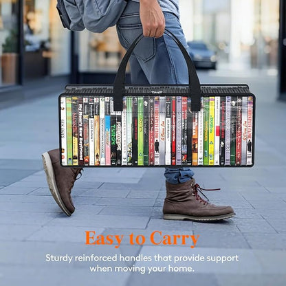 Lifewit DVD Storage Bags, Clear PVC DVD Case Holder with Handles, Front Window Zipper Design, Stackable Media Organizer for Blu Ray Disc, Movie Cases, VHS Box, Hold 210 Pcs DVDs (35 Each), 6 Pack