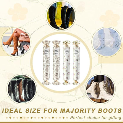 2 Pairs Boot Shaper Stands with 8 Labels Cotton Tall Boot Inserts for Closet Organization
