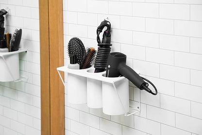 JackCubeDesign Wall Mount Hair Dryer Holder Hair Styling Product Care Tool Organizer Bath Supplies Accessories Tray Stand Storage Bathroom Steel (White) MK470A