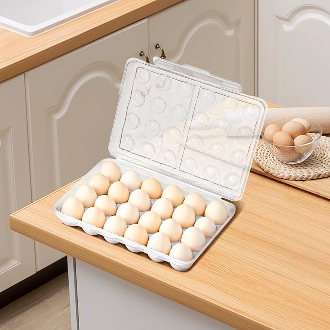 24 Deviled Egg Containers with Lid 24, Egg Holders for Refrigerator, Stackable Design with Secure Lid, Ideal for Kitchen and Camping