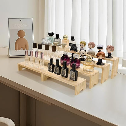 2 Set 8Pcs Large Display Riser Wood Risers Wooden Cupcake Display Stand 4Tiered Racks Perfume Display Dessert Food Stands for Vendors Event Party