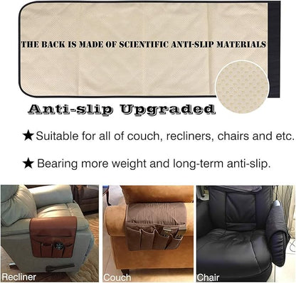 Teniux Armrest organizer Non-Slip Remote Control Holder with 5 Pockets Couch Sofa Chair Armchair Caddy For Smart Phone, Book, Magazines, Ipad (Coffee)