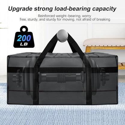 10Pack Extra Large Heavy Duty Moving Bags with Zippers & Reinforced Handles Heavy-Duty Storage Totes – Moving Boxes for Clothes, College Supplies, and Moving – Waterproof & Foldable (Large)