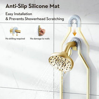 VALORDINE Shower Caddy Hanging, Shower Organizer Hanging, Aluminum Shower Racks for Inside Shower with Hooks for Razor, Never Rust Bathroom Organizers and Storage with Soap Holder, Gold