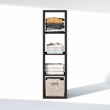 Furinno Cubic Closet Organizers and Storage, 4-Cube Closet Organizer, Vertical Open Shelf Closet Storage, Extra Thick Frame for Wardrobe, Bedroom, Living Room, Dark Oak
