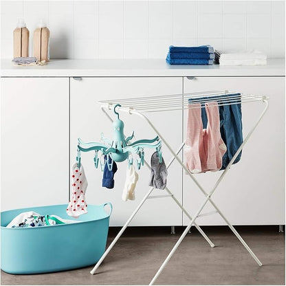 IKEA PRESSA Foldable Hanging Clothes Drying Rack 16 Clothes Pegs,Turquoise