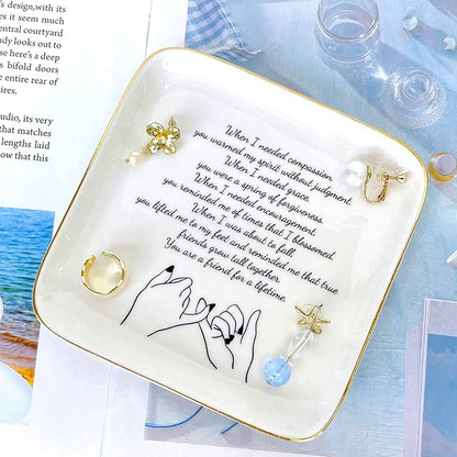 PUDDING CABIN Friend Birthday Gifts for Women Ring Trinket Dish You are Friends for a Lifetime Inspirational Friendship Gifts for Women Sister Her BFF Bestie Coworkers Female