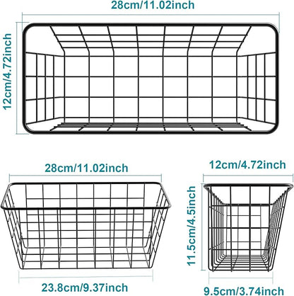 MaraFansie Hanging Kitchen Baskets Wire Storage Basket Over the Cabinet Door Organizer, No Drilling Adhesive Basket for Cabinet Pantry Organization and Kitchen, Bathroom, Storage, 2 Pack, Black
