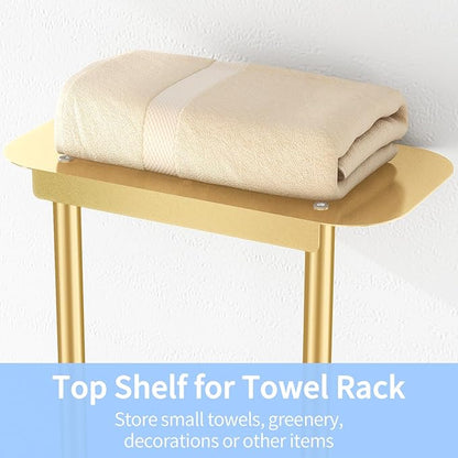 Towel Racks for Bathroom with Shower Caddy with Metal Shelf, 36.4 Inch Bathroom Towel Storage Wall Mounted, Gold