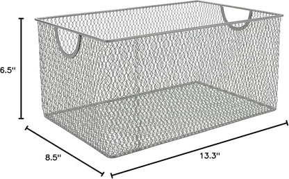 YBM HOME Kitchen Pantry Organizer Wire Basket for Shelves, Cabinets, Pantry, Countertop, Mesh Open Storage Bin Metal Basket for Organizing Food Supplies, 13.3x8.5x6.5
