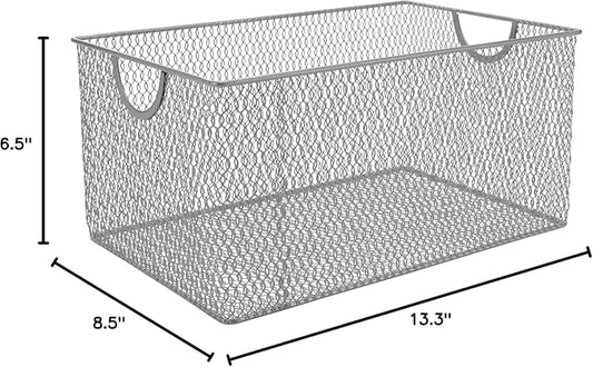 YBM HOME Kitchen Pantry Organizer Wire Basket for Shelves, Cabinets, Pantry, Countertop, Mesh Open Storage Bin Metal Basket for Organizing Food Supplies, 13.3x8.5x6.5