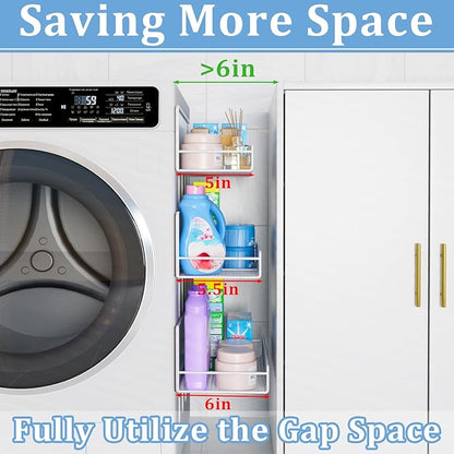 Widen Magnetic Laundry Organizer: Strong Adsorption Magnetic Baskets with Hanger Organizer, Rust Proof Magnetic Shelf for Washing Machine, Heavy Duty Magnetic Spice Rack for Refrigerator(White)