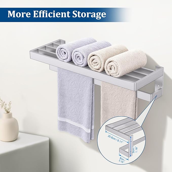 Brushed Nickel Double Towel Bar for Bathroom,Multi-Layer Towel Bar/Towel Holder Stainless Steel Wall-Mounted Bathroom Hardware Accessories 23.6-inch