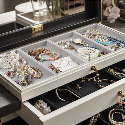 Inbagi 8 Pcs Small Velvet Jewelry StorageTray Stackable Drawers Organizer 8.3 x 4.7 x 1 Inches