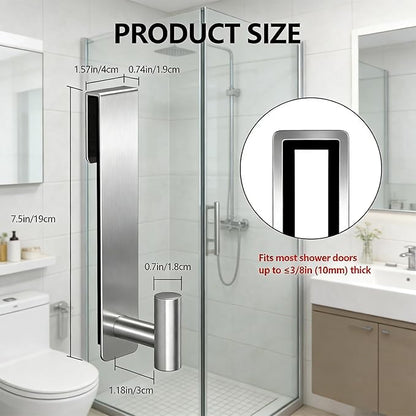HUFEEOH Shower Towel Hooks, 7.5-Inch Extended Over Glass Shower Door Hanger for Towels & Robes, Rustproof Bathroom Towel Rack, 2-Pack (Silver, T Shape)