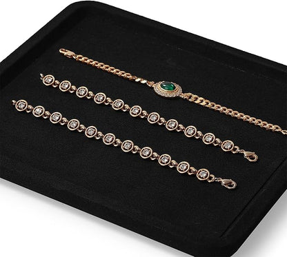 Woodten Microfiber Jewelry Display Flat Tray for Rings Earrings Necklace Bracelet, Jewelry Photograph Display Catchall Organizer Tray Dish(M,Black)