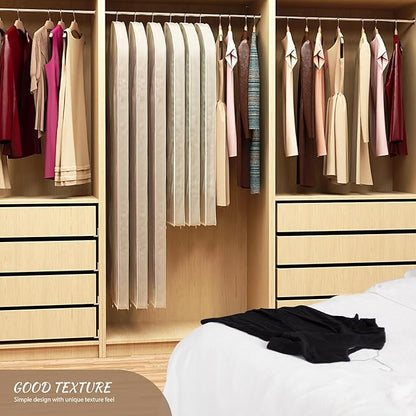 Univivi Premium Breathable Oxford Dress Cover Garment Bag, 43 inch Garment Bag for Hanging Clothes, Garment Covers for Closet Clothes Storage, Dress Bag for Dress, Jacket,Suits, Coats - Beige,2 Pack