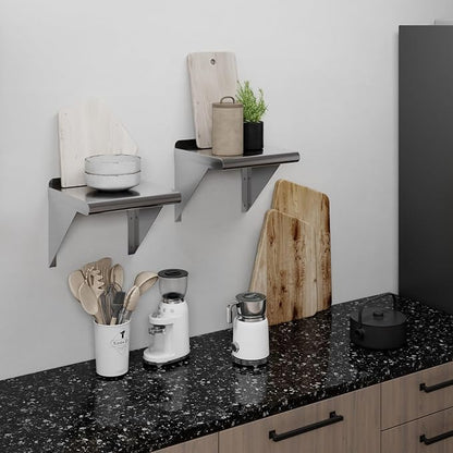AmGood 12 in. x 12 in. Stainless Steel Wal Mount Shelf. Commercial/Home. Kitchen, Restaurant, Garage, Laundry, Utility Room. NSF