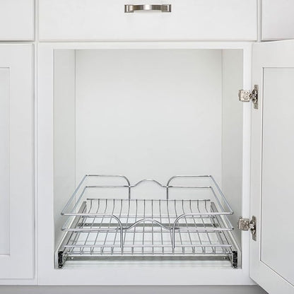 Rev-A-Shelf Kitchen Cabinet Pullout Shelf and Drawer Organizer Slide Out Pantry Storage Basket in Multiple Sizes, 21 x 22 In, 5WB1-2122CR-1