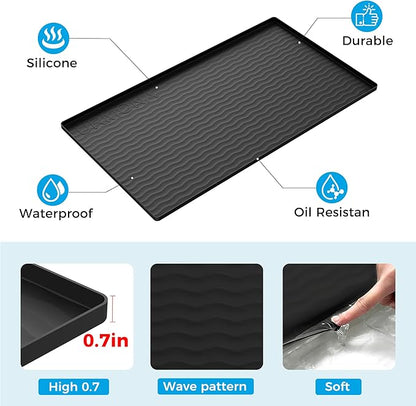 URMONA 31'' x 22'' Waterproof Silicone Under Sink Mat Cabinet and Counter Protector, Shelf Liner for Kitchen and Bathroom, Storage and Organizers, Litter Mat, Pet Cat Puppy Essentials(Brown)
