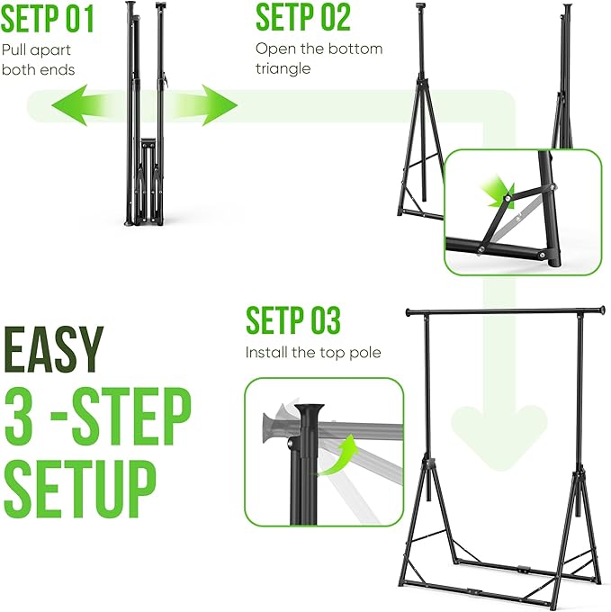 MAXLEAD HOME Clothes Rack Foldable Clothing Rack, 64.5''H Collapsible Garment Rack with 4 levels Adjustable Height, Portable Coat Rack for Travel, Camping, Drying, RV, Indoor, Outdoor, Easy Assemble