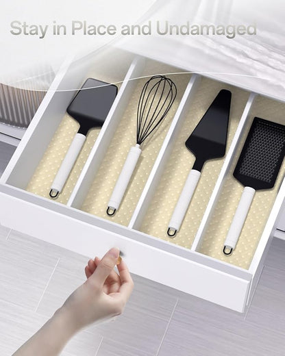 Shelf and Drawer Liner for Kitchen Cabinet, Non-Adhesive 24in x 360in Waterproof Contact Paper Refrigerator Liners Thickened Durable EVA Material Non Slip Mat for Dresser Cupboard Pantry Protector