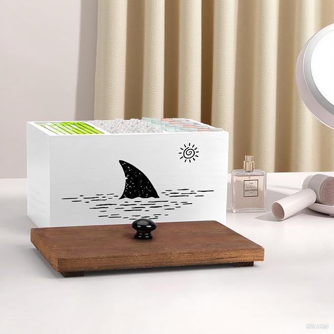 Tampon Holder for Bathroom,White Feminine Product Organizer,Girl Stuff Box for Bathroom,Pad and Tampon Organizer for Bathroom,Pad Holder for Bathroom,Shark Week Bathroom Organizer,Bathroom Accessories